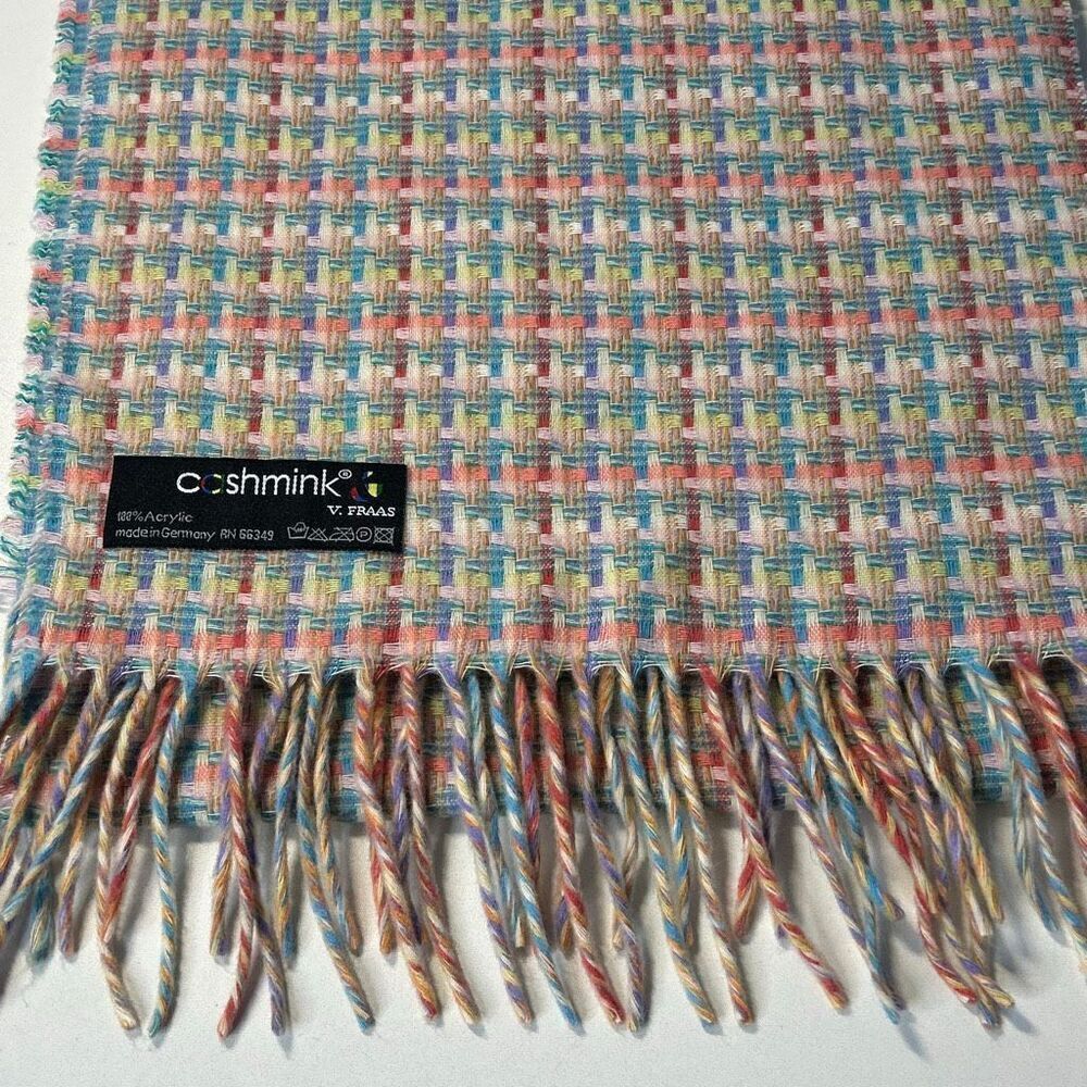V. Fraas Cashmink Acrylic Woven Fringe Scarf Made in Getmany